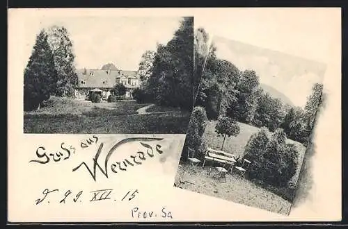 AK Wernrode, Ansicht des Gasthauses mit Garten