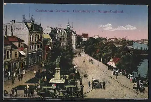 AK Cuxhaven, Deichstrasse mit Kriegerdenkmal