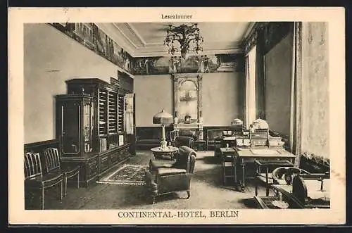 AK Berlin, Lesezimmer im Continental-Hotel, Neustädtische Kirchstrasse