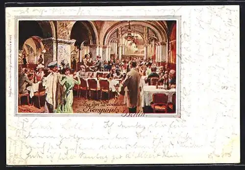 Künstler-AK Berlin, Restaurant-Weinstuben Kempinski, Innenansicht