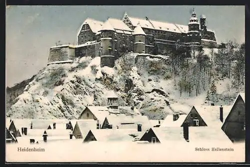 AK Heidenheim / Brenz, Schloss Hellenstein im Schnee