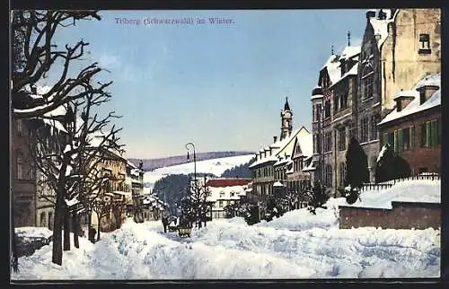 AK Triberg /Schwarzwald, Ortsansicht im Winter