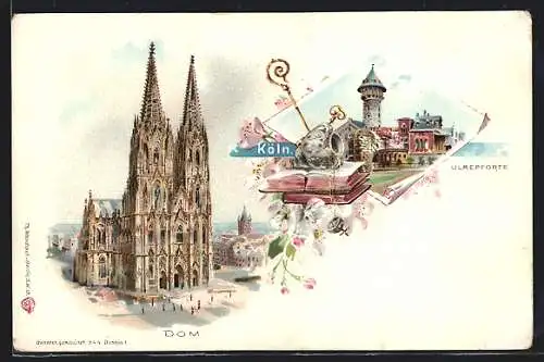 Lithographie Köln, Dom, Gasthaus zur Ulrepforte