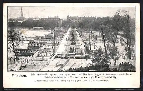 AK München, Reichenbachbrücke nach der Verlegung am 4. Juni 1902