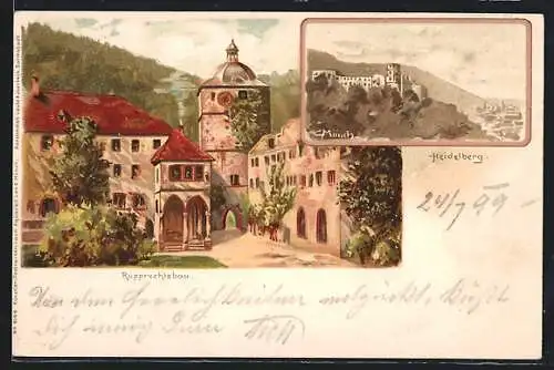 Künstler-AK Carl Münch: Heidelberg, Rupprechtsbau und Schloss