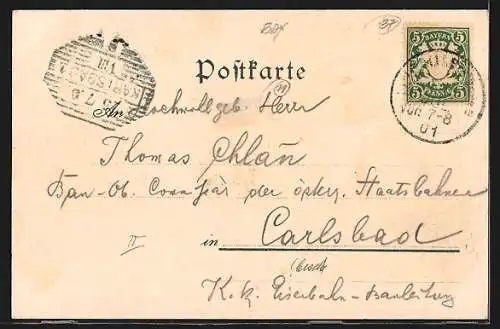 Künstler-AK Lindau i. B., Maximilianstrasse, Diebsturm - Neujahrsgruss