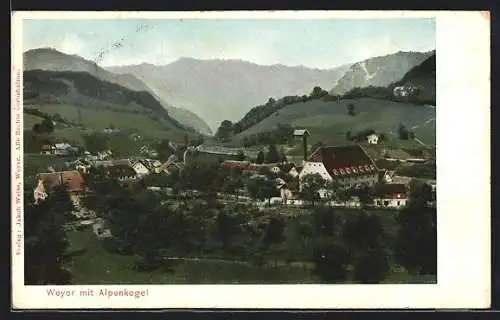 AK Weyer, Ortspartie mit Bergen