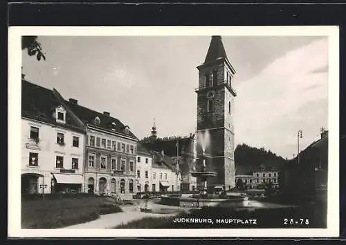 AK Judenburg, Hauptplatz mit Brunnen