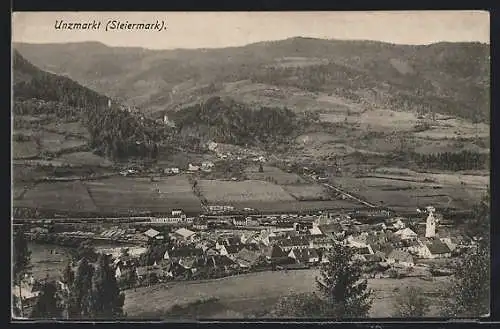 AK Unzmarkt /Steiermark, Teilansicht mit Kirche