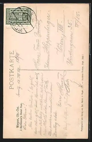 AK Weyer /Ob.-Öst., J. Bachbauer`s Hotel Post