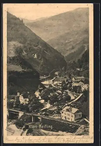 AK Klein-Reifling, Ortsansicht im Tallauf aus der Vogelschau