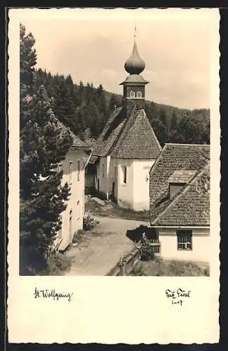 AK St. Wolfgang, Strassenpartie an der Kapelle