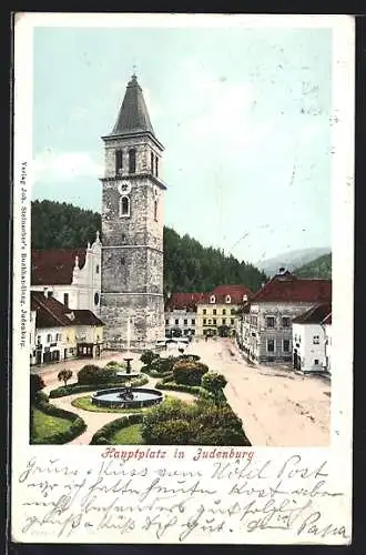 AK Judenburg, Der Hauptplatz mit dem Uhrenturm