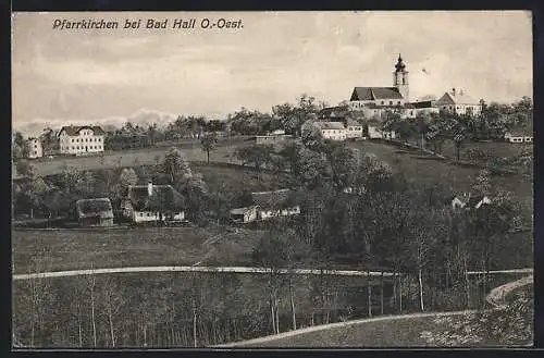 AK Pfarrkirchen bei Bad Hall, Ortsansicht mit Kirche