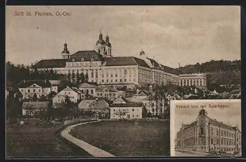 AK St. Florian, Blick auf den Stift, Erbaut von der Sparkasse