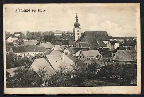 AK Sierning bei Steyr, Ortspartie mit der Kirche