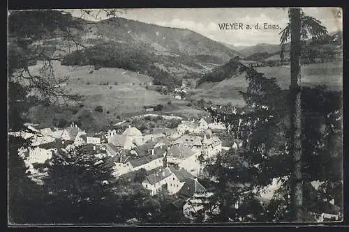 AK Weyer a. d. Enns, Ortsansicht vom Berge aus