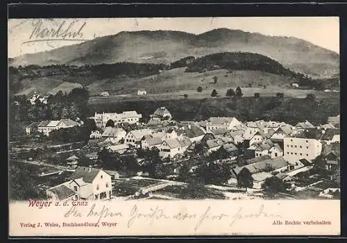 AK Weyer /Ems, Totalansicht mit Gebirge