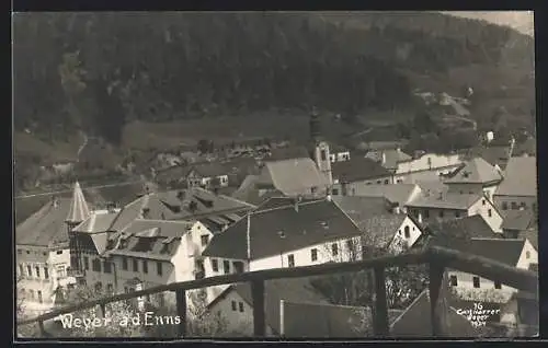 AK Weyer a. d. Enns, Blick vom Bergweg auf die Kirche