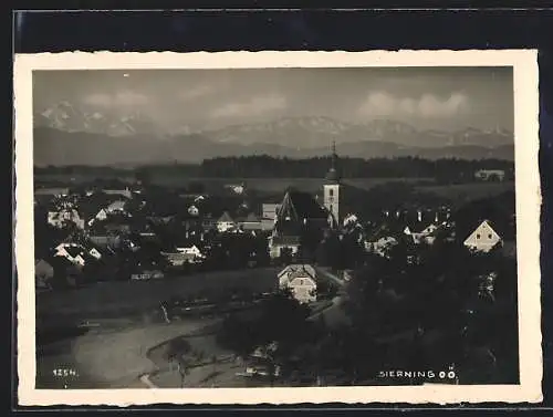 AK Sierning /O.-Ö., Ortsansicht mit der Kirche aus der Vogelschau