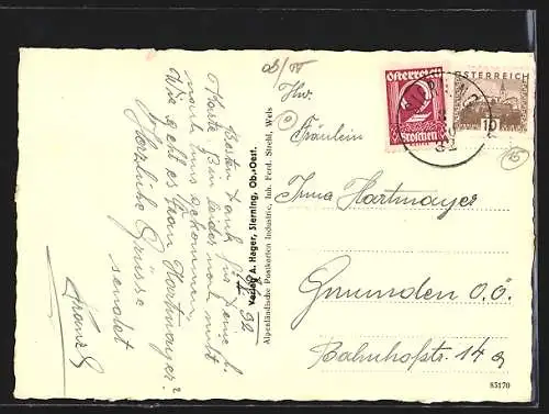 AK Sierning /O.-Ö., Ortsansicht mit der Kirche aus der Vogelschau