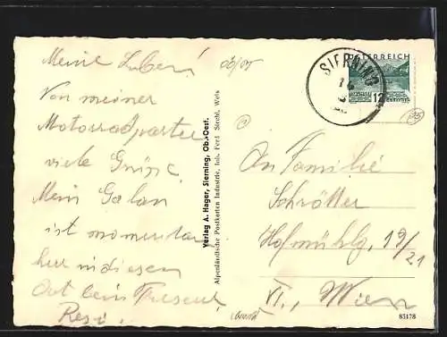 AK Sierning, Panorama über den Dächern, Kirche