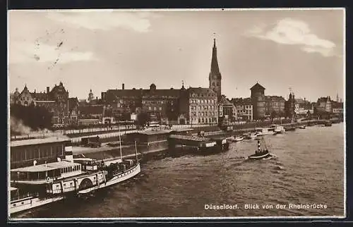 AK Düsseldorf, Blick von der Rheinbrücke