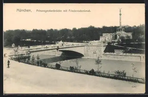 AK München, Prinzregentenbrücke mit Friedensdenkmal