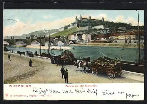 AK Würzburg, Festung mit alter Mainbrücke