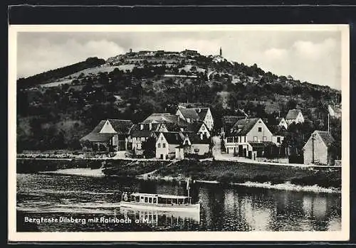 AK Rainbach / Neckar, Ortsansicht mit Bergfeste Dilsberg