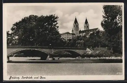AK Freising, Isarbrücke und Dom