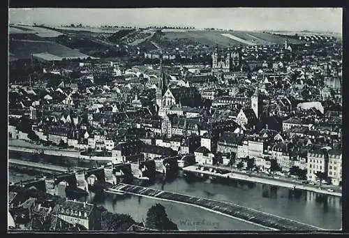 AK Würzburg, Blick vom Fürstengarten auf die Stadt