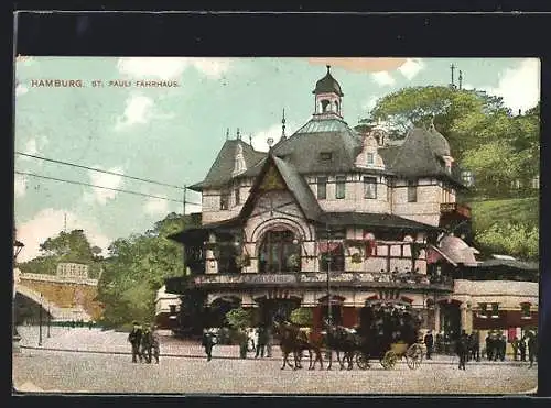 AK Hamburg-St. Pauli, Gasthof Fährhaus mit Brückenpartie