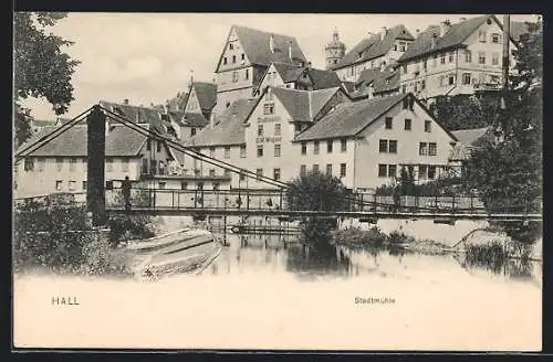 AK Hall, Uferpartie an der Stadtmühle