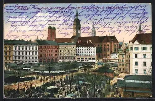 AK München, Viktualienmarkt, Petersturm