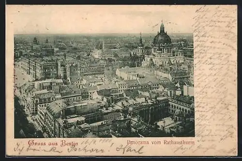 AK Berlin, Panorama vom Rathausturm, Blick zum Dom