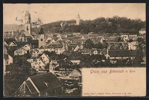 AK Biberach a. Riss, Ortsansicht mit der Kirche