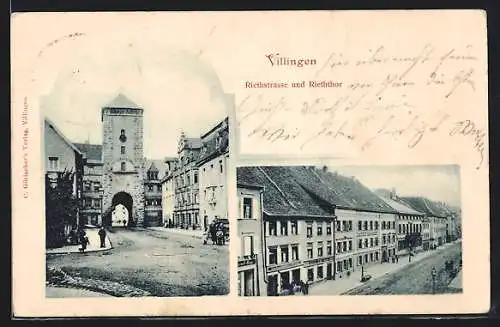 AK Villingen / Baden, Riethstrasse mit Gasthof und Riethtor