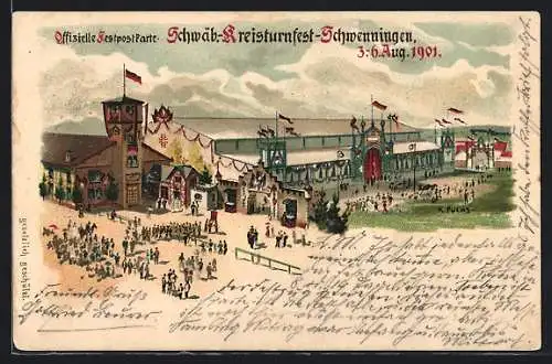 Künstler-AK Villingen-Schwenningen, Schwäb. Kreisturnfest 1901