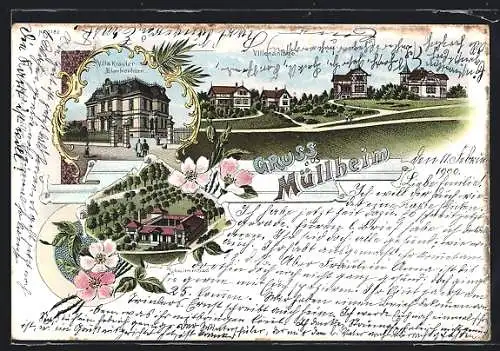 Lithographie Müllheim, Villa Kräuter-Blankenhorn, Schwimmbad