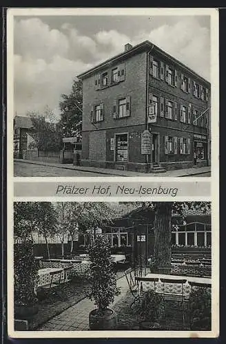 AK Neu-Isenburg, Metzgerei und Gastwirtschaft Pfälzer Hof v. Hermann Fischer, Bahnhofstrasse 35