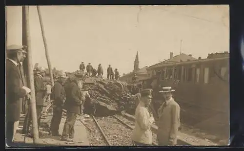 Foto-AK Müllheim /Baden, Eisenbahnkatastrophe im Jahr 1911