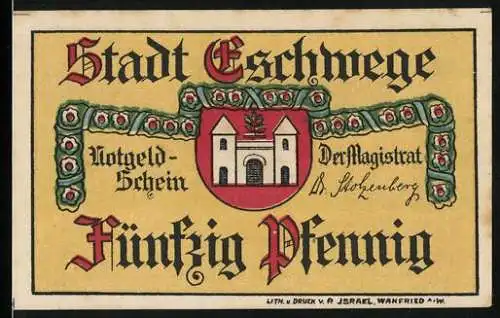 Notgeld Eschwege, 50 Pfennig, Menschen beim Johannisfest