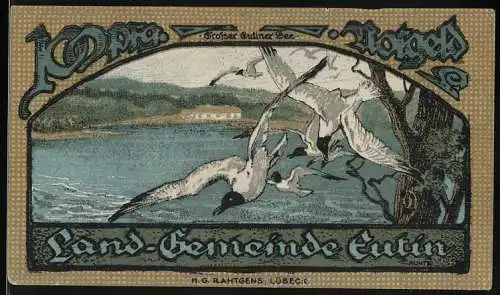 Notgeld Eutin, 100 Pfennig, Seevögel am Grossen Eutiner See und eine Räucherkate