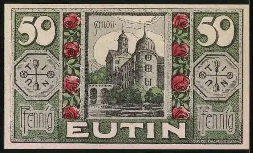 Notgeld Eutin 1920, 50 Pfennig, Blick auf das Schloss