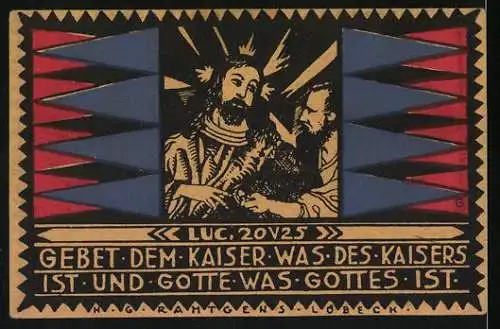 Notgeld Eutin 1921, 50 Pfennig, Gebet dem Kaiser was des Kaisers ist und Gotte was Gottes ist