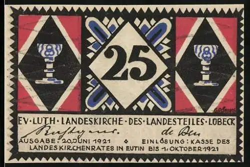Notgeld Eutin 1921, 25 Pfennig, Ein Bibelvers mit bildlicher Darstellung