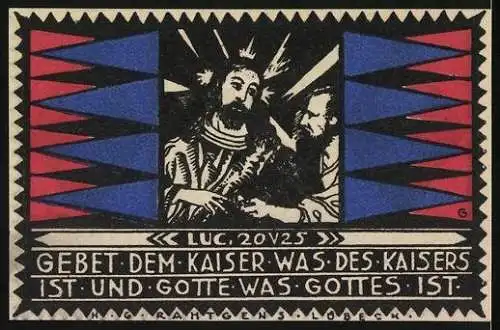 Notgeld Eutin 1921, 25 Pfennig, Ein Bibelvers mit bildlicher Darstellung