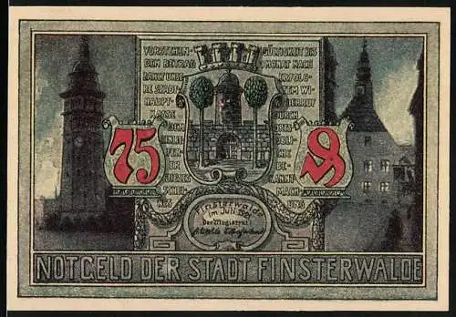 Notgeld Finsterwalde 1921, 75 Pfennig, Vier Sänger in Frack und Zylinder