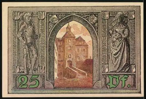 Notgeld Finsterwalde 1921, 25 Pfennig, Blick aufs Schloss